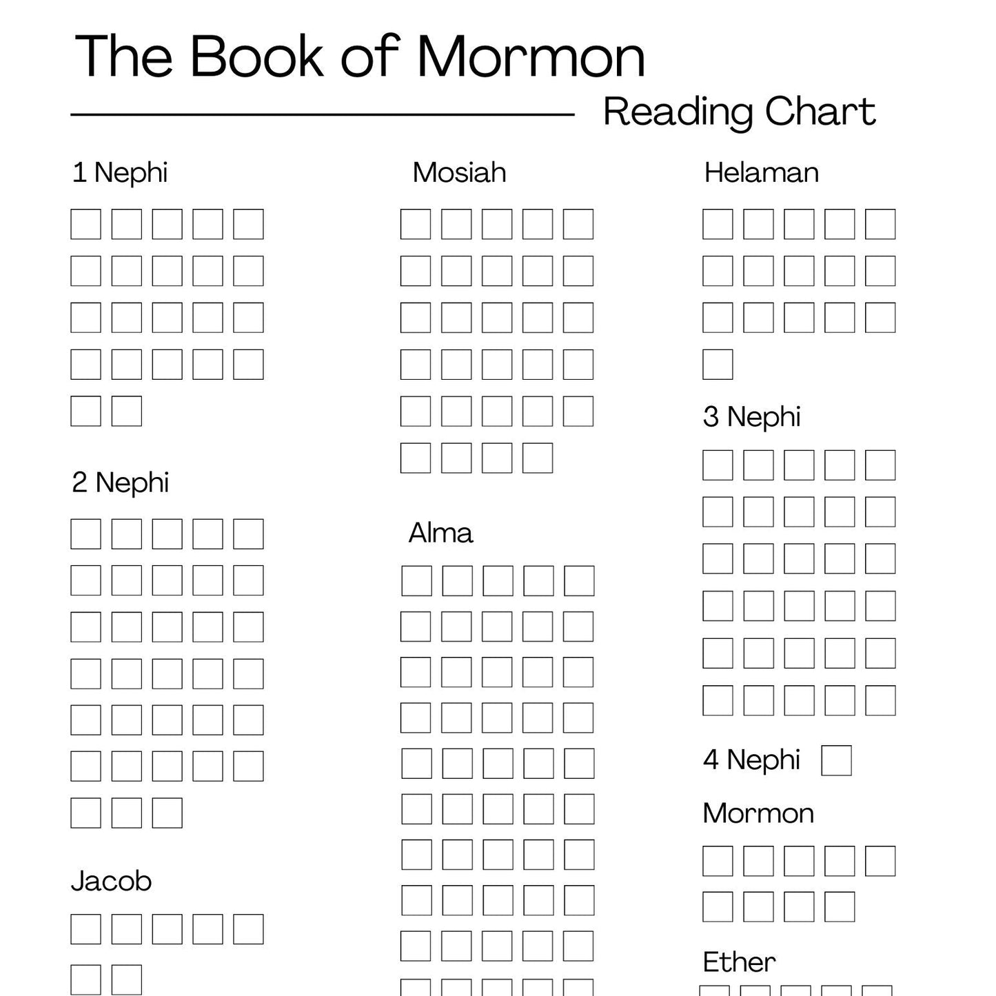 FREE! Book of Mormon Reading Chart