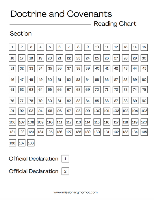 FREE! Doctrine and Covenants Reading chart.